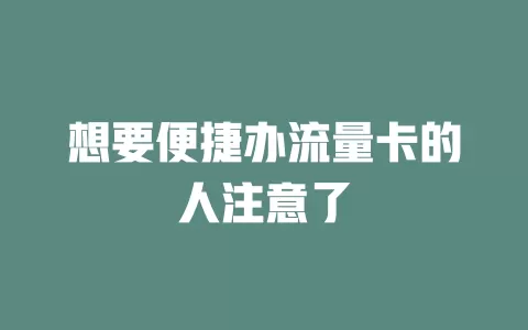 想要便捷办流量卡的人注意了