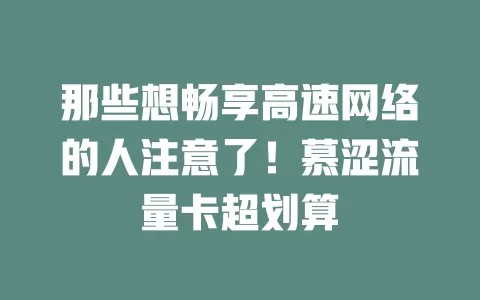 那些想畅享高速网络的人注意了！慕涩流量卡超划算