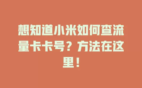 想知道小米如何查流量卡卡号？方法在这里！