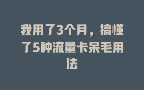 我用了3个月，搞懂了5种流量卡呆毛用法