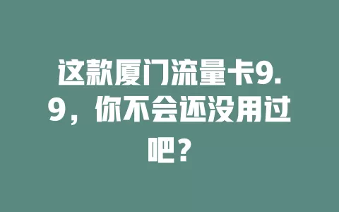这款厦门流量卡9.9，你不会还没用过吧？