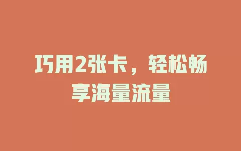 巧用2张卡，轻松畅享海量流量