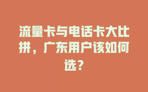 流量卡与电话卡大比拼，广东用户该如何选？