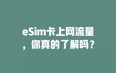 eSim卡上网流量，你真的了解吗？