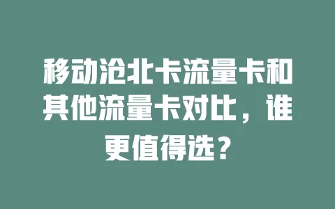 移动沧北卡流量卡和其他流量卡对比，谁更值得选？