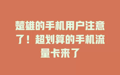 楚雄的手机用户注意了！超划算的手机流量卡来了