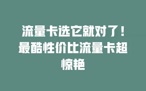 流量卡选它就对了！最酷性价比流量卡超惊艳