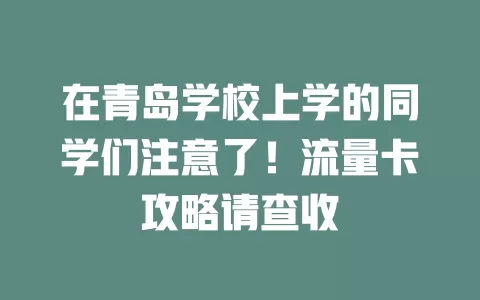 在青岛学校上学的同学们注意了！流量卡攻略请查收