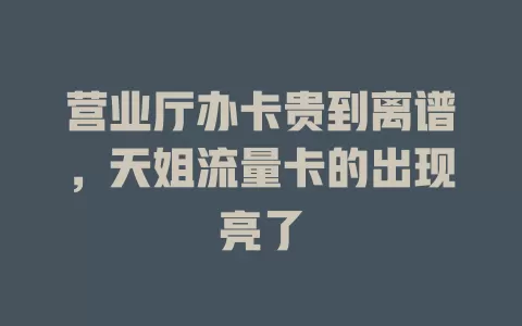 营业厅办卡贵到离谱，天姐流量卡的出现亮了