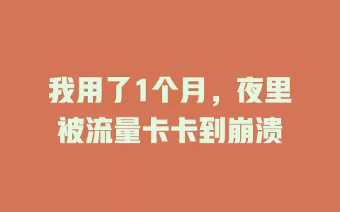 我用了1个月，夜里被流量卡卡到崩溃