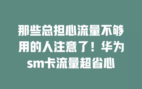 那些总担心流量不够用的人注意了！华为sm卡流量超省心