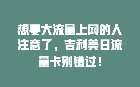 想要大流量上网的人注意了，吉利美日流量卡别错过！
