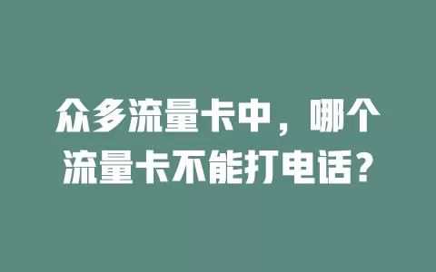众多流量卡中，哪个流量卡不能打电话？