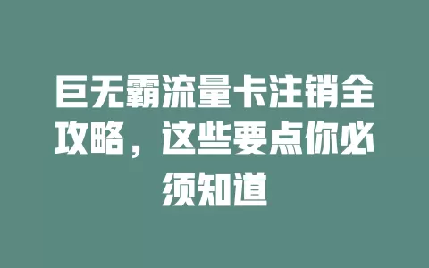 巨无霸流量卡注销全攻略，这些要点你必须知道