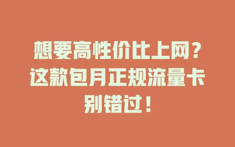 想要高性价比上网？这款包月正规流量卡别错过！