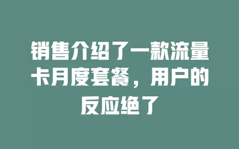 销售介绍了一款流量卡月度套餐,用户的反应绝了