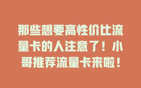 那些想要高性价比流量卡的人注意了！小哥推荐流量卡来啦！