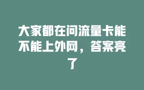 大家都在问流量卡能不能上外网，答案亮了