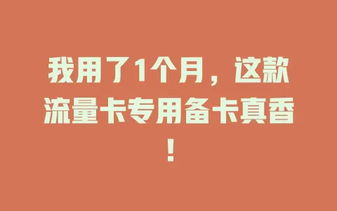 我用了1个月，这款流量卡专用备卡真香！