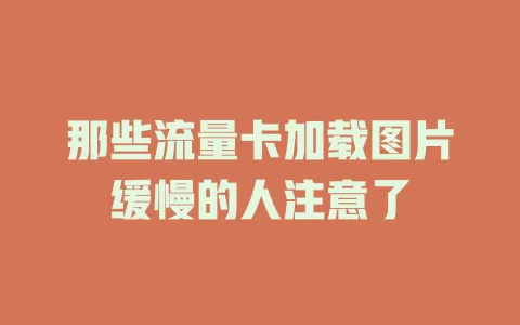 那些流量卡加载图片缓慢的人注意了