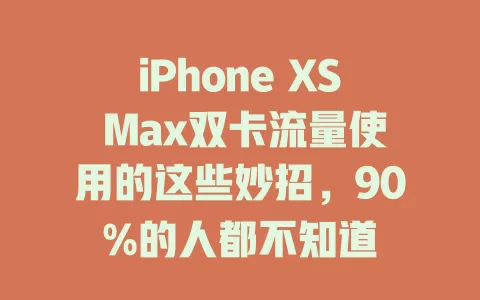 iPhone XS Max双卡流量使用的这些妙招，90%的人都不知道