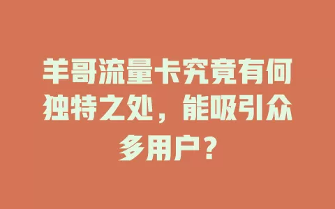 羊哥流量卡究竟有何独特之处，能吸引众多用户？