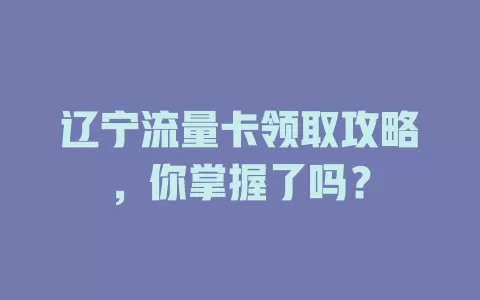 辽宁流量卡领取攻略，你掌握了吗？