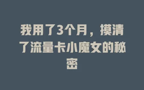 我用了3个月，摸清了流量卡小魔女的秘密