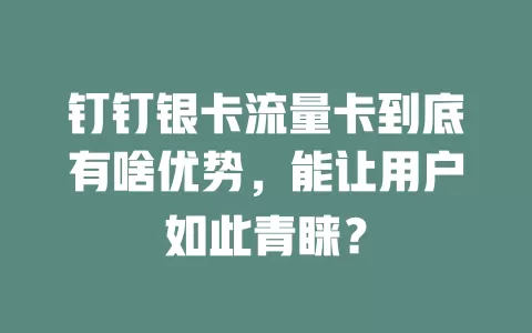 钉钉银卡流量卡到底有啥优势，能让用户如此青睐？