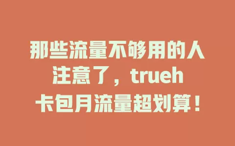 那些流量不够用的人注意了，trueh卡包月流量超划算！