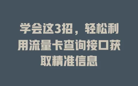 学会这3招，轻松利用流量卡查询接口获取精准信息