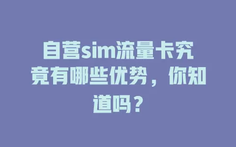自营sim流量卡究竟有哪些优势，你知道吗？