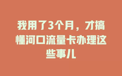 我用了3个月，才搞懂河口流量卡办理这些事儿