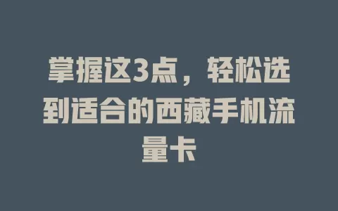 掌握这3点，轻松选到适合的西藏手机流量卡