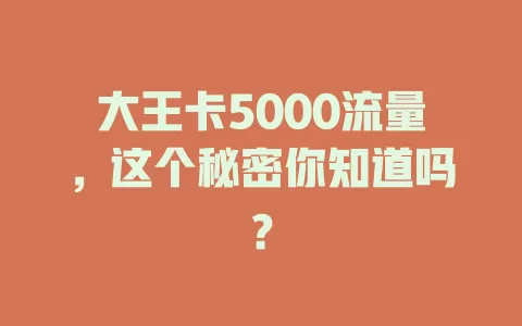 大王卡5000流量，这个秘密你知道吗？