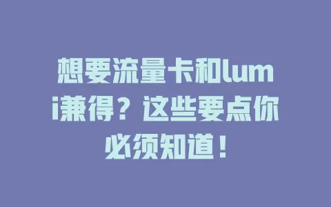 想要流量卡和lumi兼得？这些要点你必须知道！