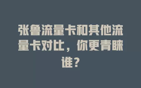 张鲁流量卡和其他流量卡对比，你更青睐谁？