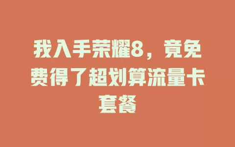 我入手荣耀8，竟免费得了超划算流量卡套餐