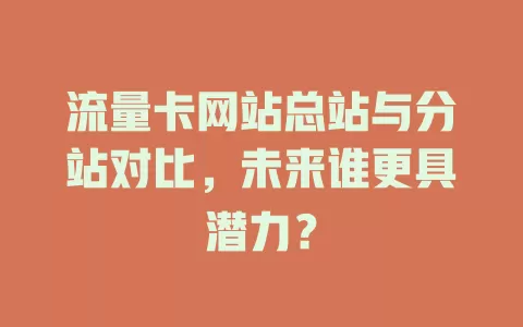 流量卡网站总站与分站对比，未来谁更具潜力？