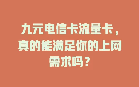九元电信卡流量卡，真的能满足你的上网需求吗？