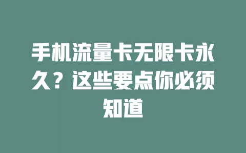 手机流量卡无限卡永久？这些要点你必须知道