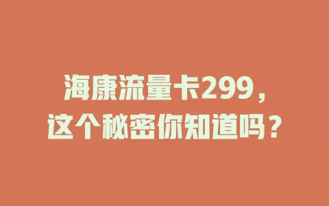 海康流量卡299，这个秘密你知道吗？
