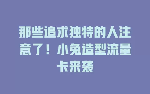 那些追求独特的人注意了！小兔造型流量卡来袭