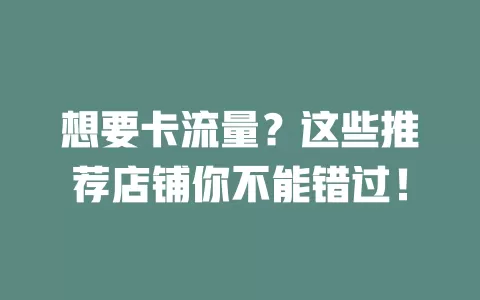 想要卡流量？这些推荐店铺你不能错过！