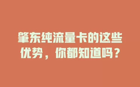 肇东纯流量卡的这些优势，你都知道吗？