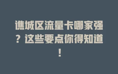 谯城区流量卡哪家强？这些要点你得知道！
