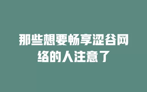 那些想要畅享涩谷网络的人注意了