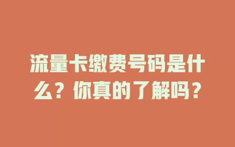 流量卡缴费号码是什么？你真的了解吗？