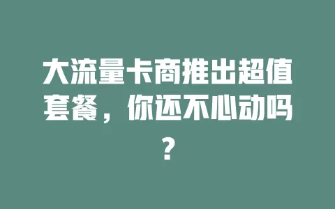大流量卡商推出超值套餐，你还不心动吗？
