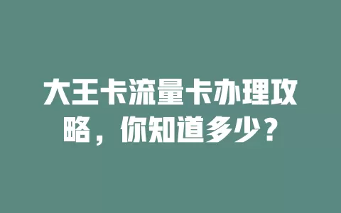 大王卡流量卡办理攻略，你知道多少？